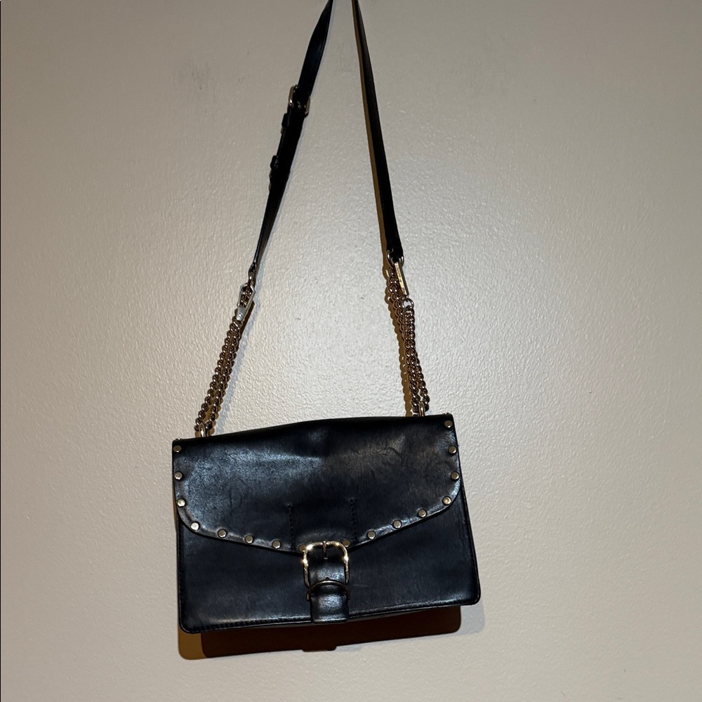 Rebecca Minkoff Black Leather biker Crossbody Bag with Studs